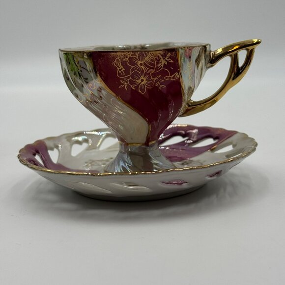 Vintage Royal Crown Iridescent Teacup and Saucer Set Japan - Picture 5 of 12